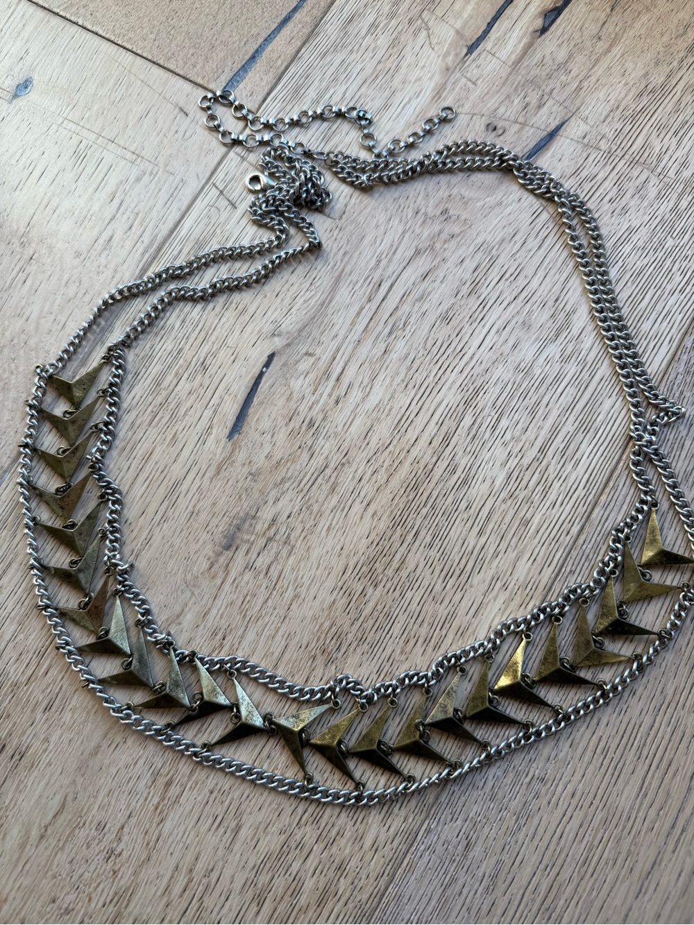 Vintage metal belt - Layered Chevron Metal in Antique Gold and Silver